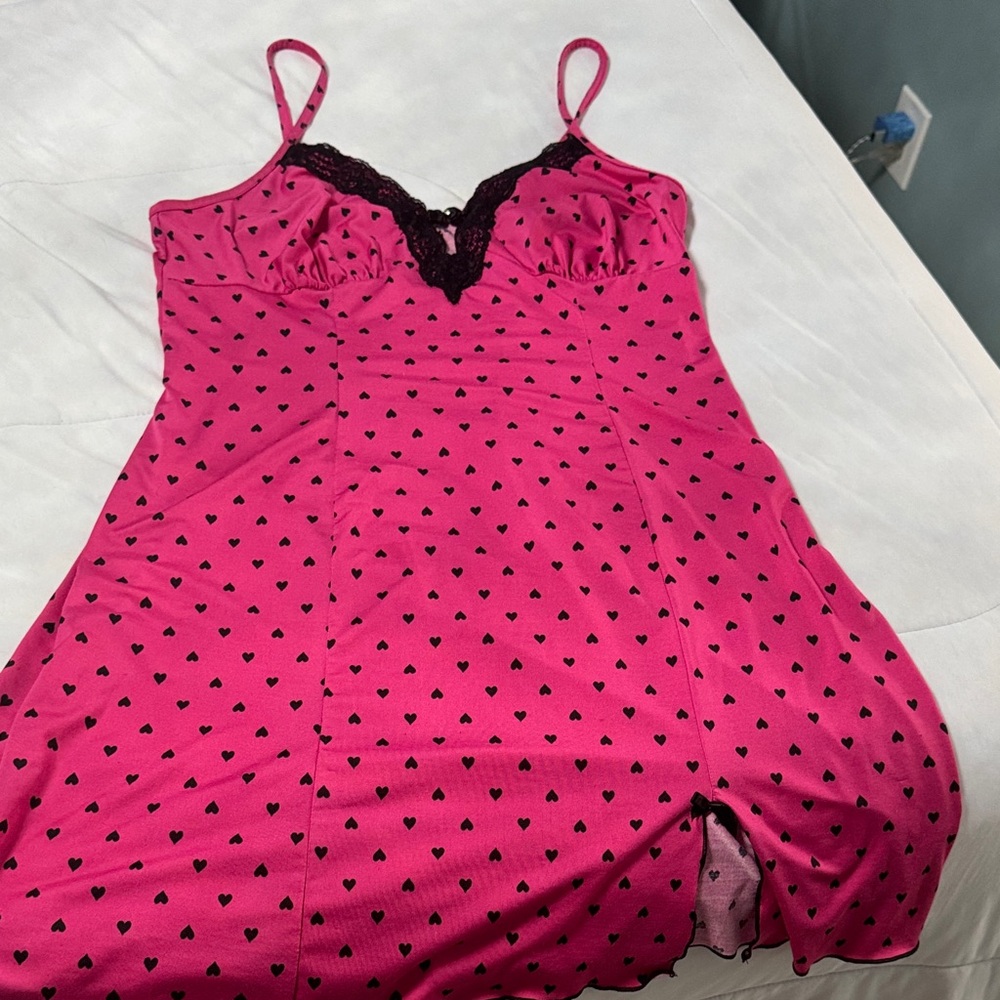 Pink and Black Heart Print Women's Sleepwear